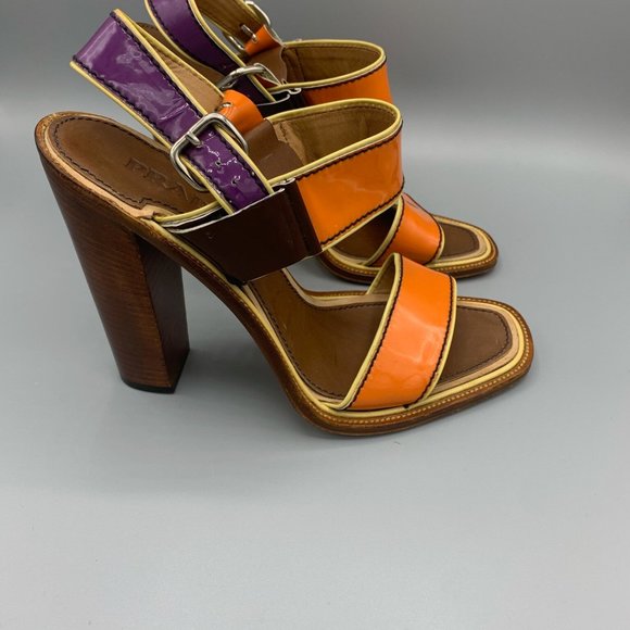 Prada Orange and Purple Sandals in Patent Leather (38,5)  - FL-SH-022 - Picture 3 of 11